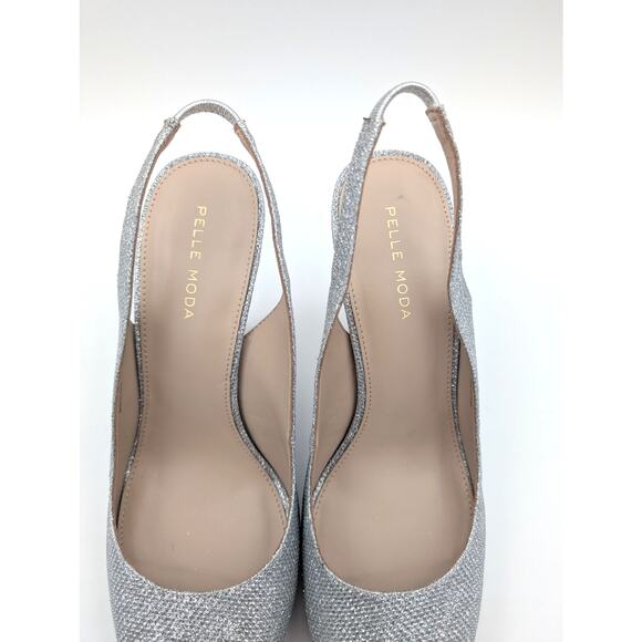 Pelle Moda Rima Metallic Sling Back Pump Women's Silver Size US9M EU40 - Picture 6 of 8